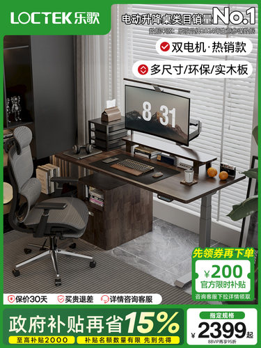 乐歌智能升降桌家用办公实木电脑桌学习桌写字桌办公书桌E6/E5-N