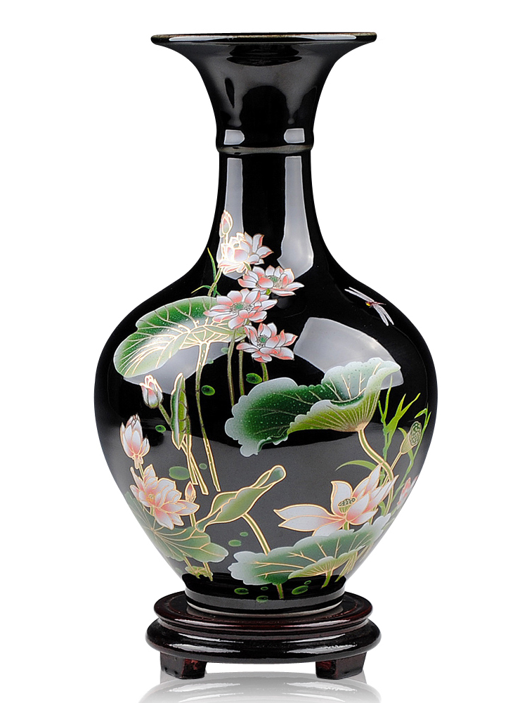 景德镇陶瓷器小花瓶摆件客厅插花中式家居电视柜装饰品工艺品瓷瓶