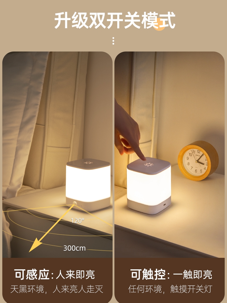 喂奶小夜灯婴儿专用卧室睡眠灯拍拍灯人体感应灯月子护眼宝宝台灯