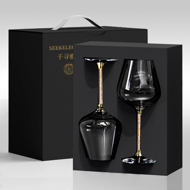 轻奢高档红酒杯套装礼盒一对水晶玻璃高脚杯子醒酒器高级感家用