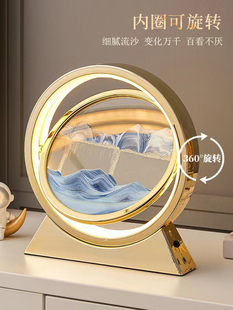 流沙画摆件3d立体沙漏夜灯小台灯创意客厅卧室桌面装 饰品生日礼物