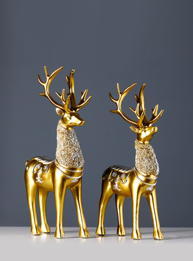 轻奢小鹿摆件北欧招财客厅工艺品酒柜室内装饰品创意玄关家居现代