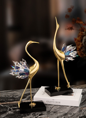 轻奢高档天鹅摆件家居客厅酒柜装饰品玄关仙鹤工艺品乔迁结婚礼物