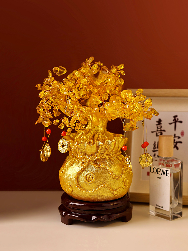 贝汉美摇钱树发财树招财摆件客厅酒柜装饰品摆设前台乔迁新居礼品