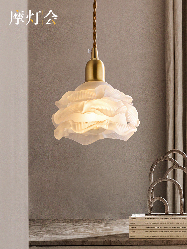 摩灯会 全铜小吊灯 床头卧室北欧创意复古个性过道法式吊线灯B