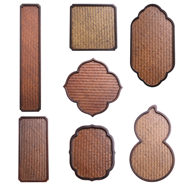 复古宋席竹茶盘茶具干泡竹制席面茶具茶台重竹茶托茶台简约大号