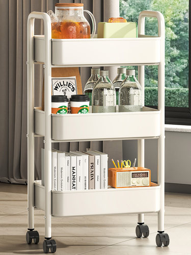 书架落地置物架移动带轮多层家用儿童零食收纳小推车简易铁艺书柜