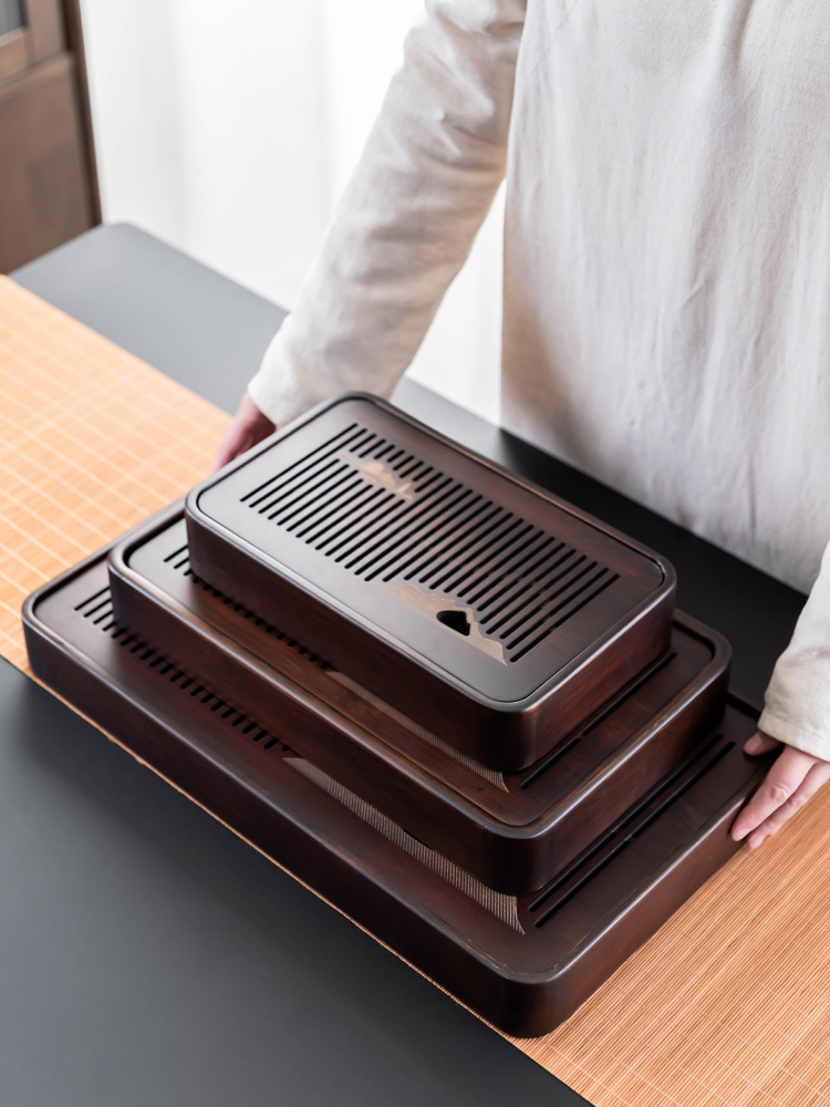 瓷牌茗茶盘实木小型办公室功夫茶托盘茶台简易排水盘轻奢现代茶道