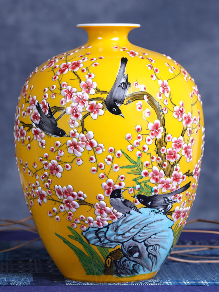 景德镇陶瓷花瓶插花中式家居客厅玄关装饰品电视柜瓷器摆件结婚