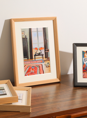 实木画框挂墙a4原木摆台20寸木质大尺寸装裱相框a3外框裱画框定制