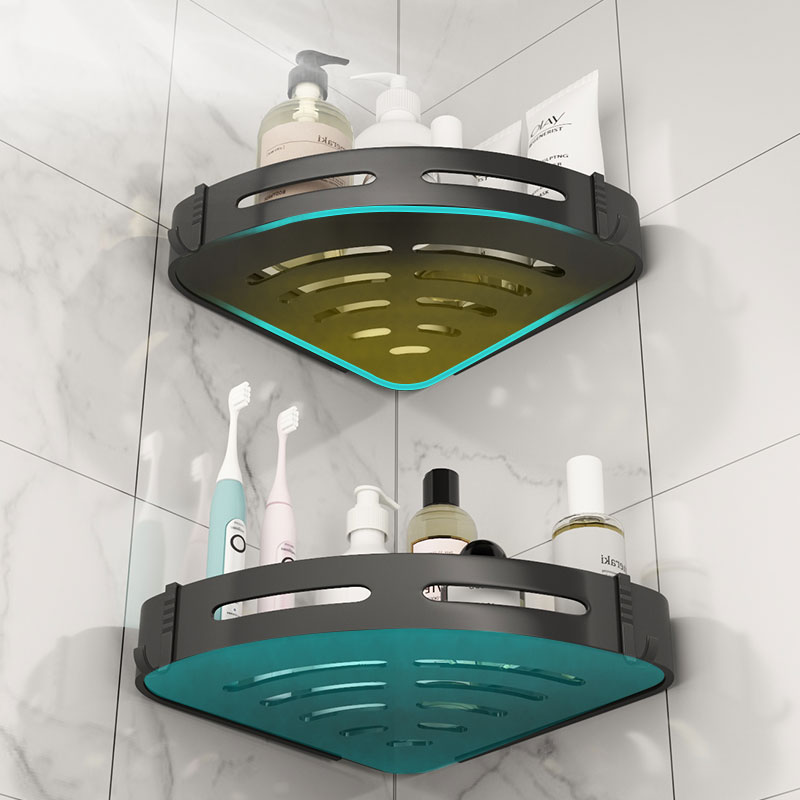 免打孔太空铝洗手间置物架厕所三角架浴室收纳架壁挂卫生间转角架