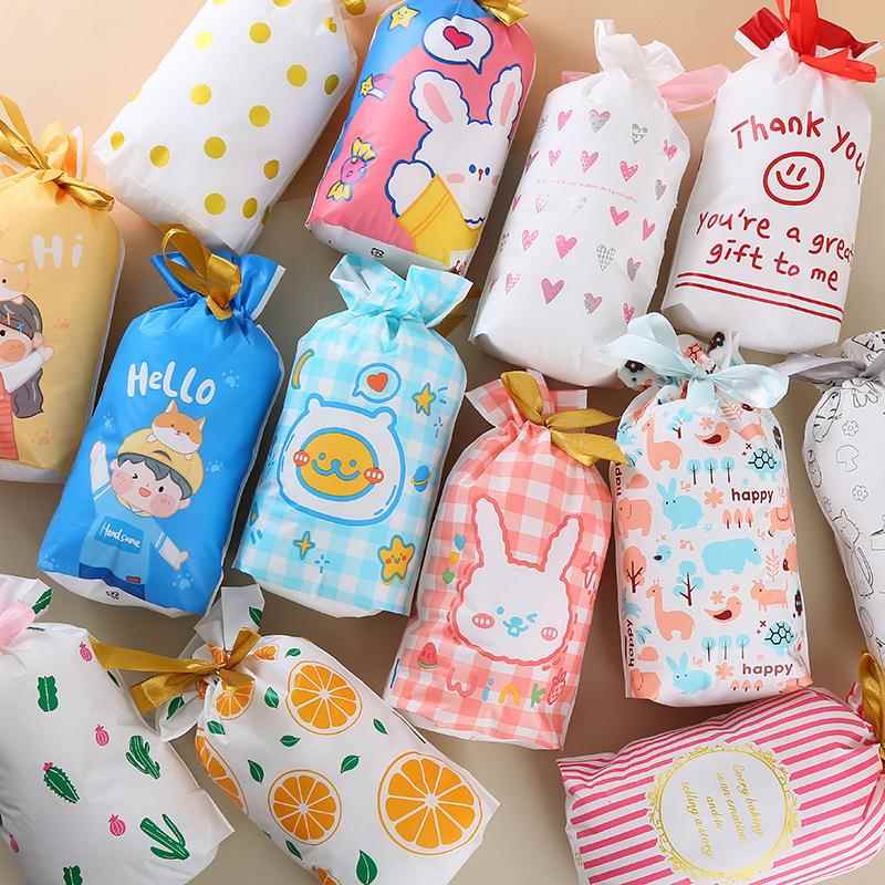 新款雪花酥糖果食品袋生活用品礼品包装束口丝带抽绳袋50个一包图片