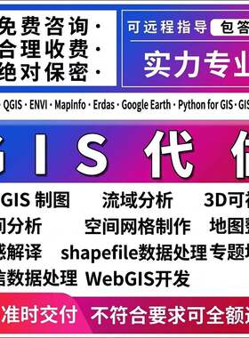 GIS代做ArcGIS制图空间分析遥感解译地信数据处理shp制作流域综合