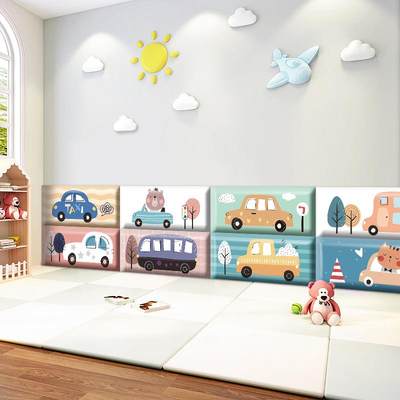 幼儿园卡通防撞垫墙面海绵墙贴自粘3d立体墙围宝宝床头软包儿童房