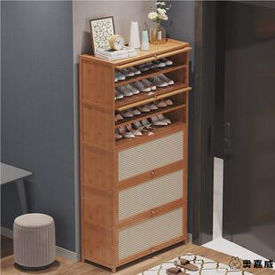 防尘带门藤编书柜家用客厅电视柜旁立柜储物柜子楼梯间收纳柜矮柜