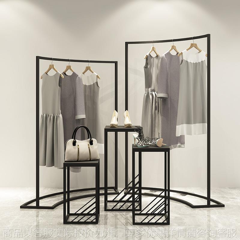 服装店展示架中岛展示柜男女装店单杠铁艺高低橱窗台落地中岛货架