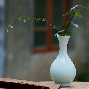 影青白瓷玉净瓶茶道花插花器家居摆饰陶瓷小花瓶观音瓶供佛禅意