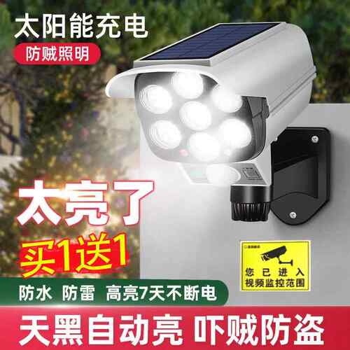 户外庭院灯家用彷真假摄像头监控灯室外照明人体感应防贼灯
