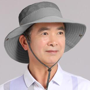 渔夫帽遮阳男士夏季中老年薄男款太阳帽大檐骑车防风夏老头单帽子
