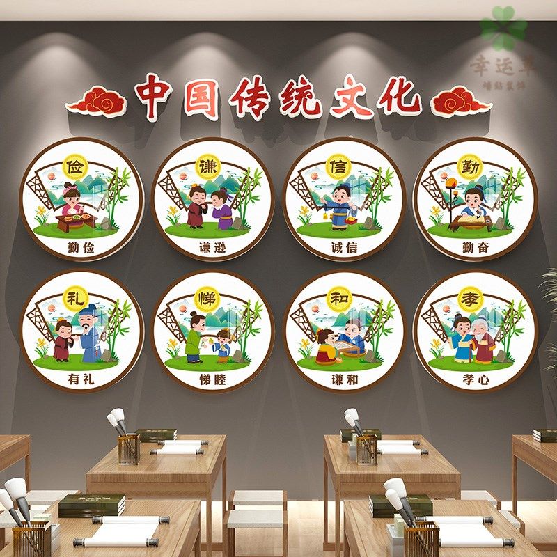 幼儿园墙面装饰传统文化墙贴环创材料主题墙成品走廊教室环境布置