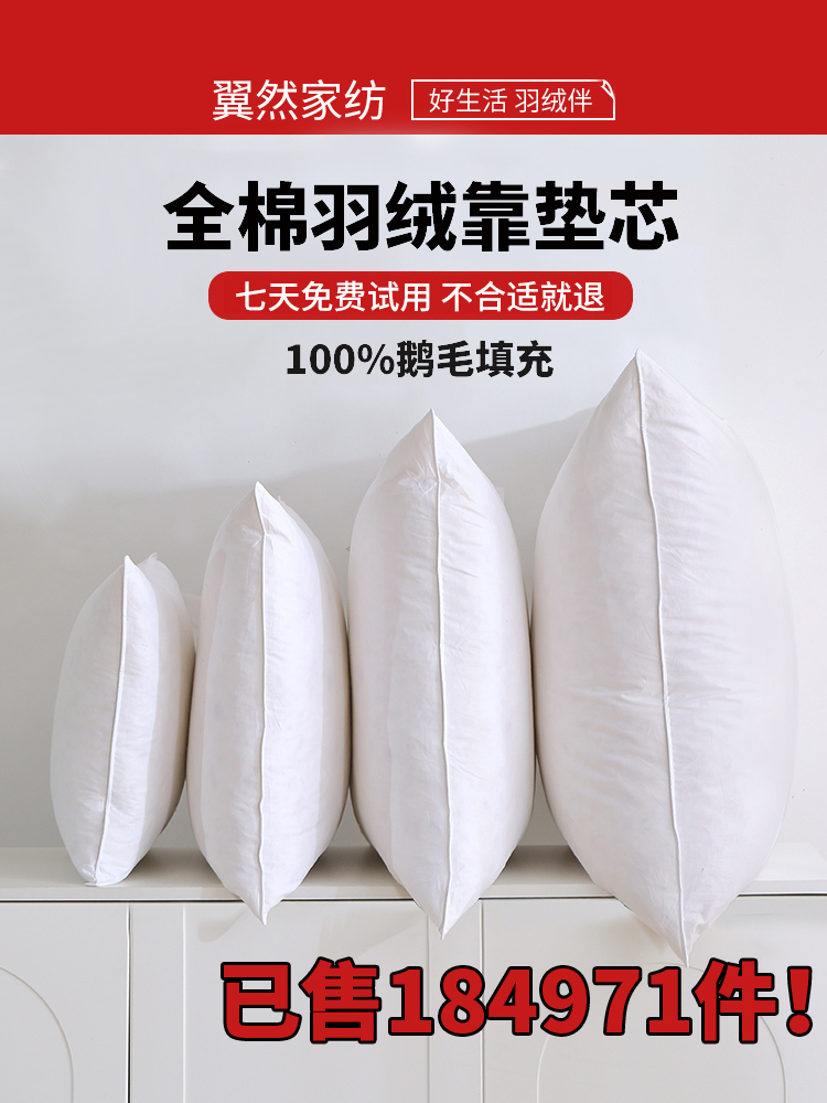 翼然家纺羽绒抱枕芯内胆鹅毛沙发靠垫芯羽毛靠枕芯定制酒店枕芯