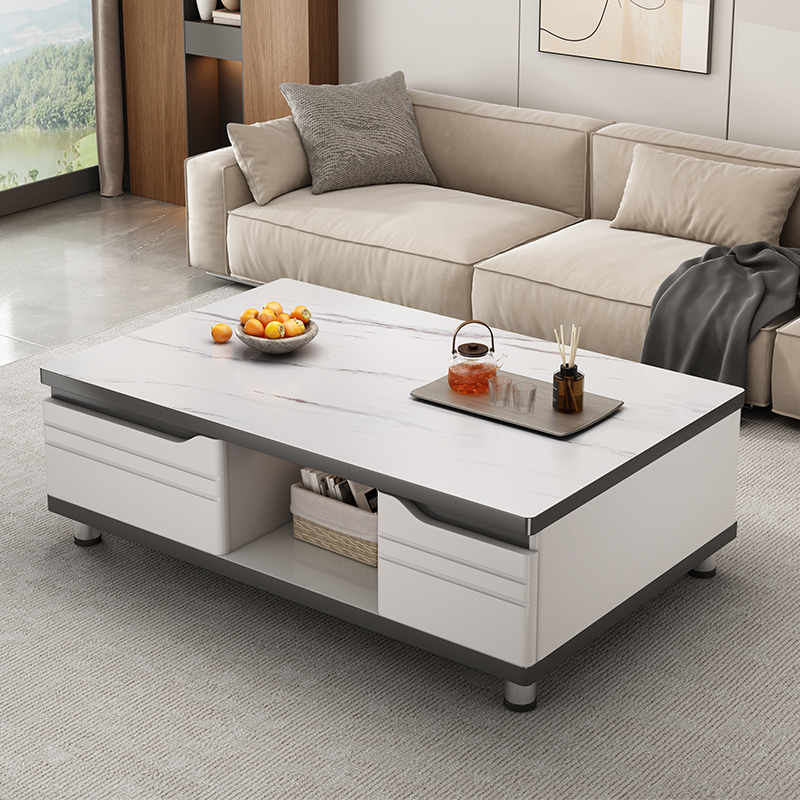 茶几客厅家用2025新款岩板桌子现代简约小户型电视柜组合玻璃茶桌