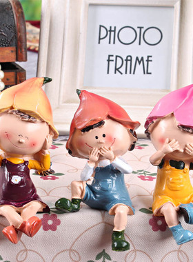 不听不看不说三不娃娃可爱卡通公仔学习手工艺术摆件创意房间装饰