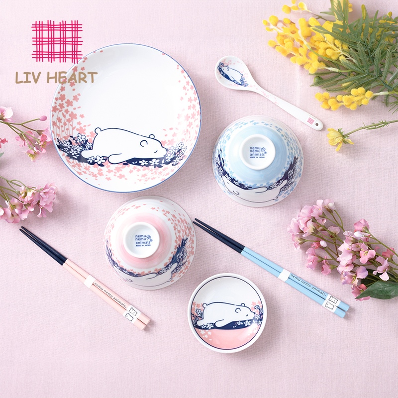 日本LIVHEART美浓烧彩绘陶瓷碗碟盘子筷子套装家用和风餐具礼盒