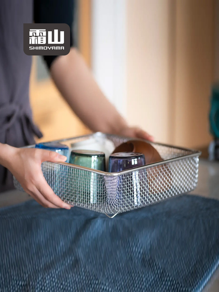 霜山方形304不锈钢沥水篮大容量水槽碗碟沥水筐水果蔬菜清洗网篮