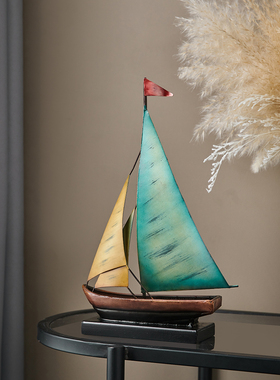 复古一帆风顺帆船摆件客厅电视柜酒柜玄关办公桌装饰品轻奢高级感