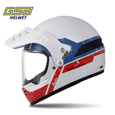 新款GSB碳纤维摩托车复古头盔男女款机车拉力越野安全头盔酷V73
