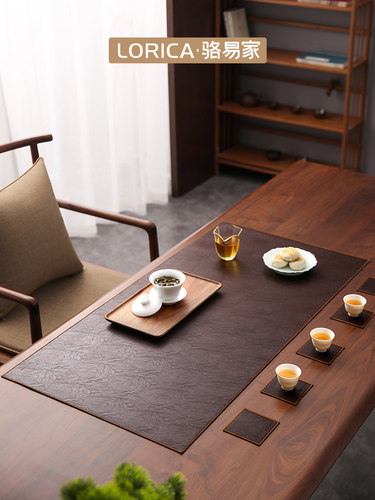 骆易家中式茶席禅意防水茶杯垫皮革茶桌垫布茶几茶桌垫茶台桌布