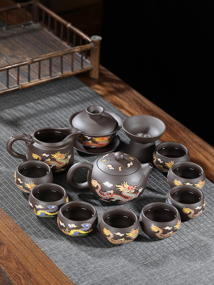 遇热变色紫砂功夫茶具龙凤呈祥西施泡茶壶茶杯新中式家用茶具套装,餐饮具,功夫茶具,淘宝优惠券,粉丝福利购,淘宝优惠卷