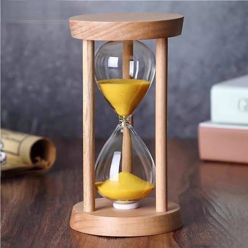 时间沙漏木质计时器儿童防摔5/10/30分钟半小时计时流沙漏斗摆件