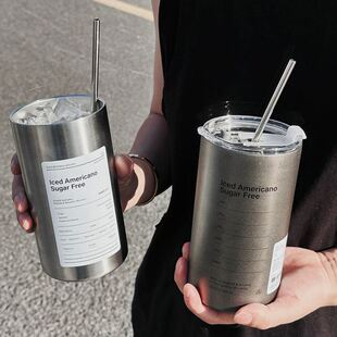 不锈钢咖啡杯大容量冰霸保温杯高档精致杯子美式便携随行吸管水杯