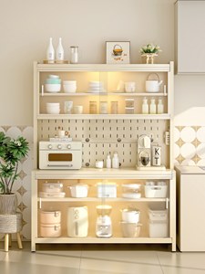 弗林斯厨房餐边柜靠墙一体收纳置物架落地微波炉橱柜柜子储物柜