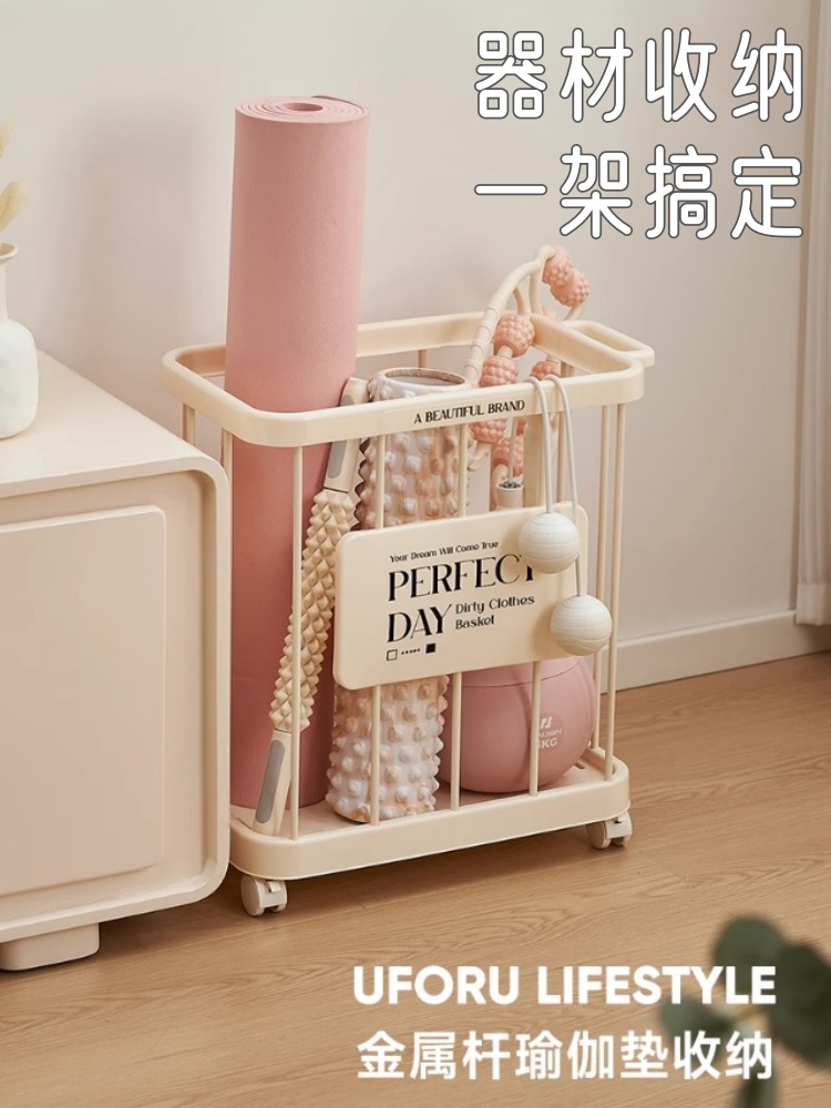 瑜伽垫收纳筐家用运动工具篮球类体育用品收纳神器健身器材置物架