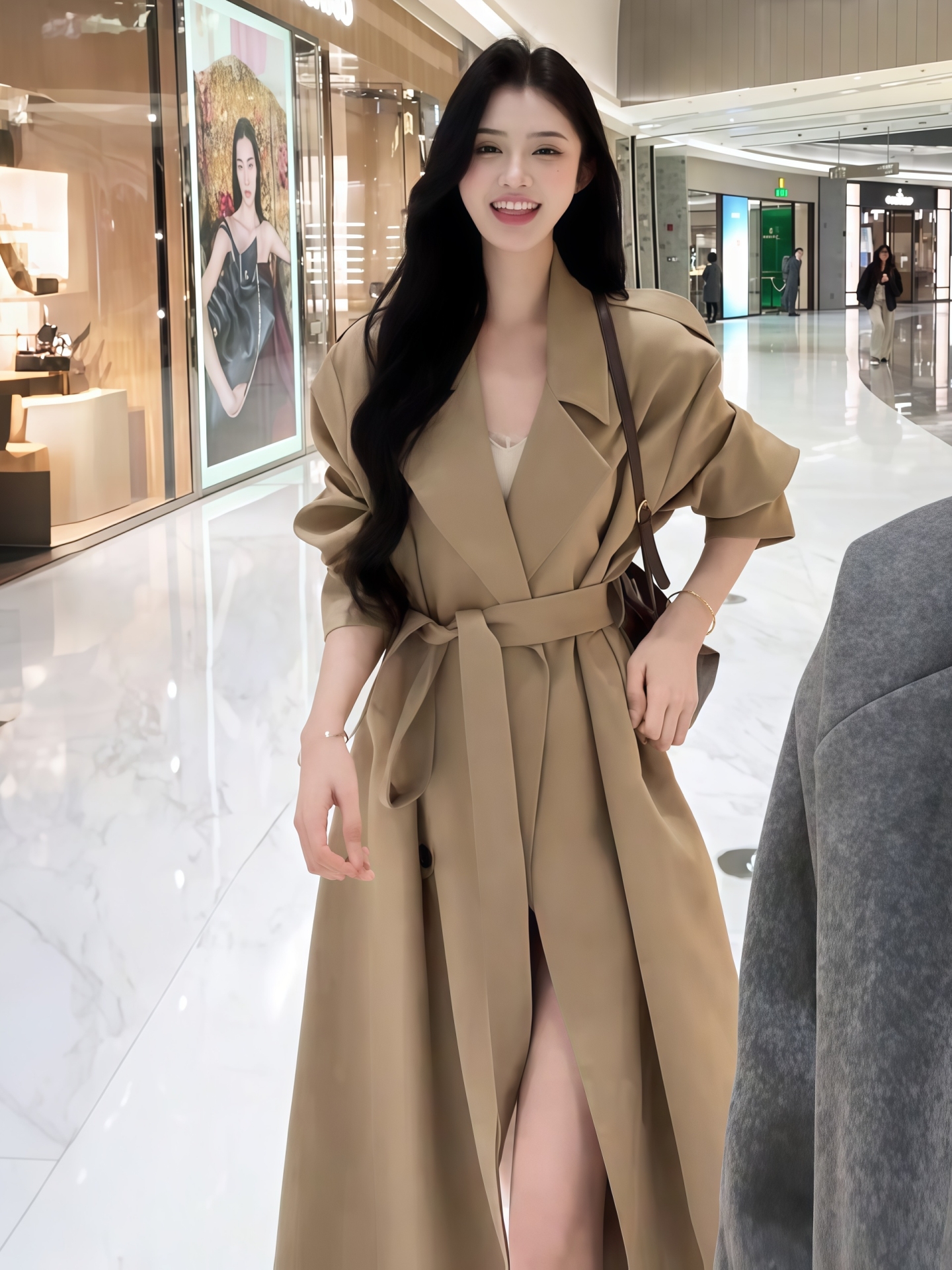 卡其色风衣外套女长款2025春秋季新款韩版收腰气质高个子过膝大衣