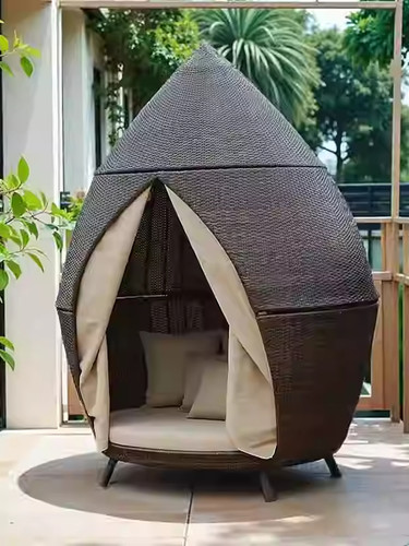定制户外藤编躺床圆床躺椅网红民宿花园酒店别墅庭院沙发鸟巢家具