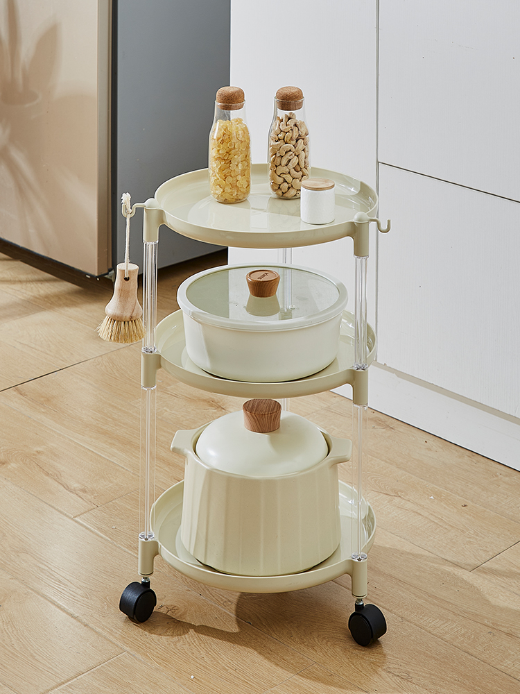 放炒菜锅架层板34cm圆形置物架小型厨房客厅三角落地储物收纳移动