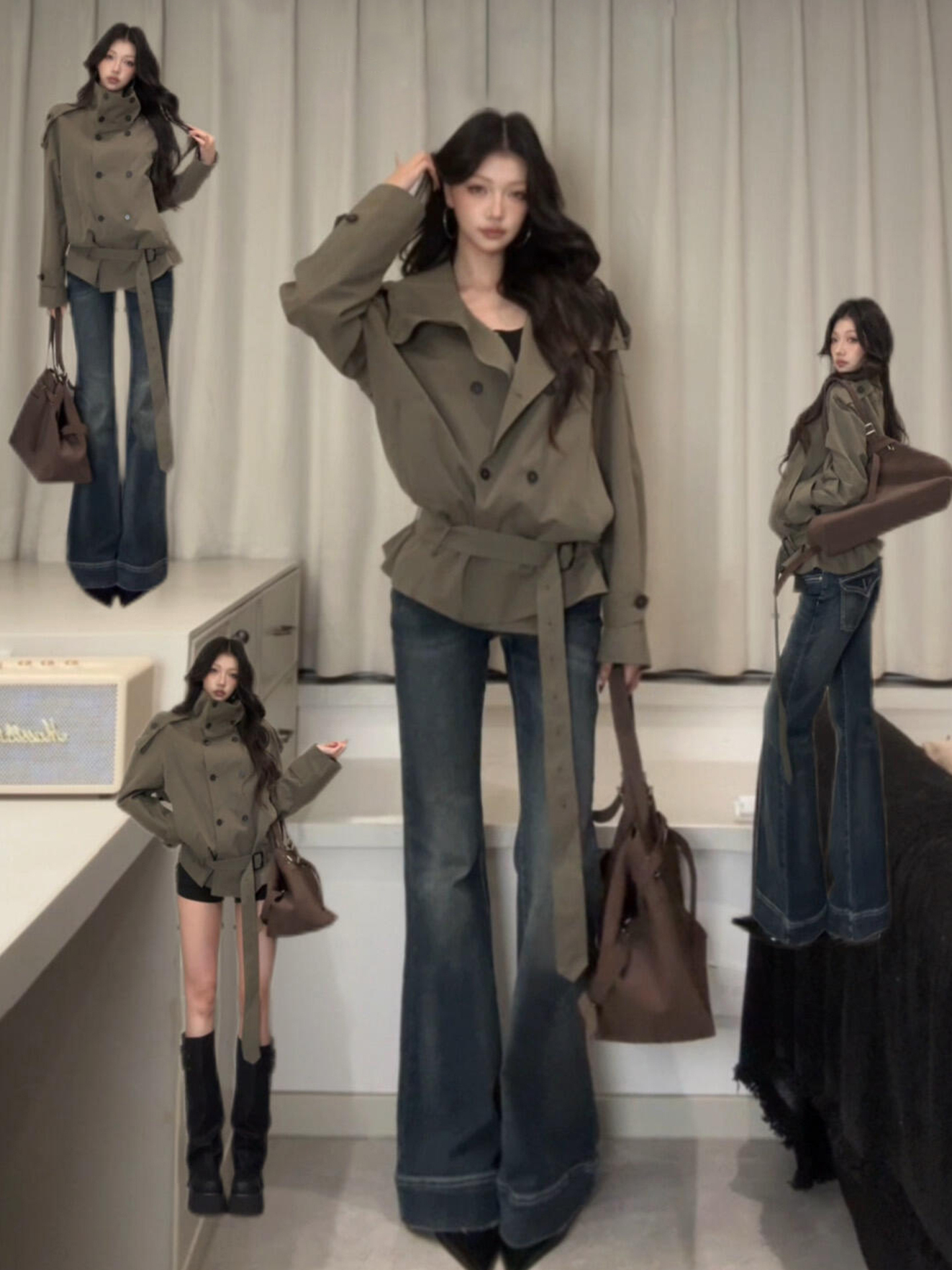 巨好看绿色外套女春秋季2025新款爆款早秋韩系上衣短款风衣设计感