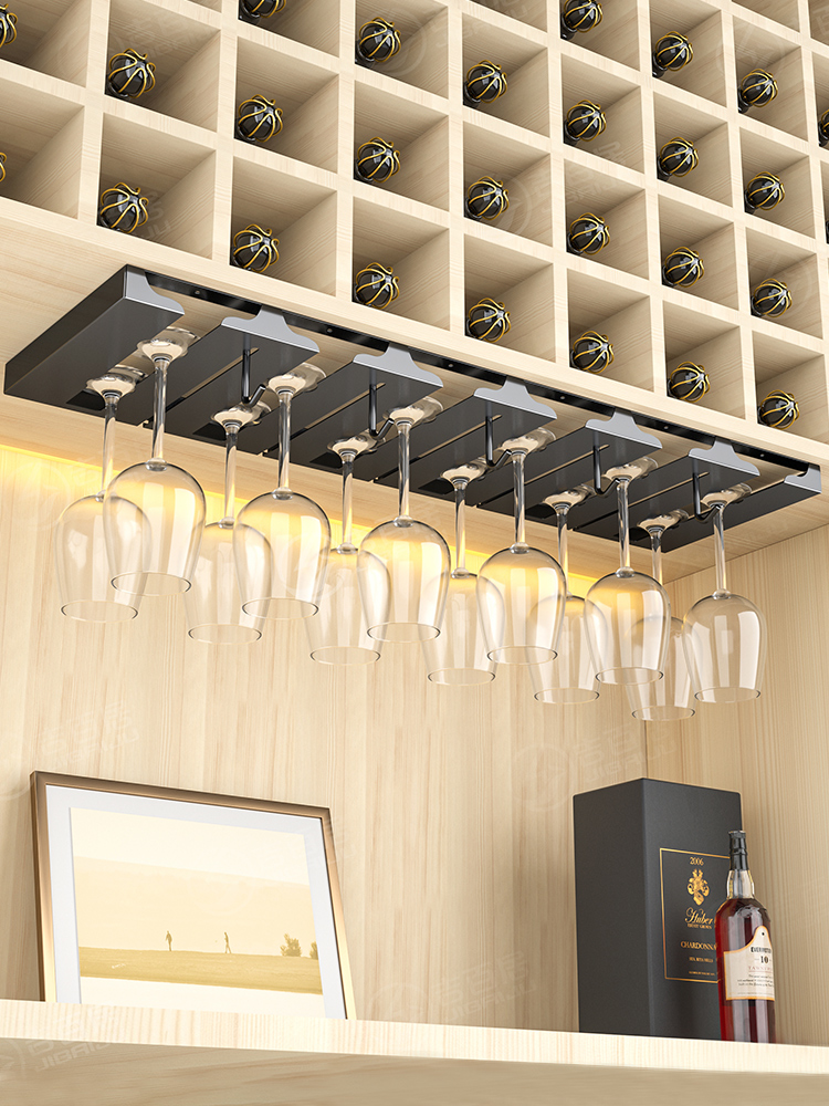 红酒杯架倒挂不锈钢家用收高脚杯架子悬挂式轻奢高档葡萄酒柜挂架