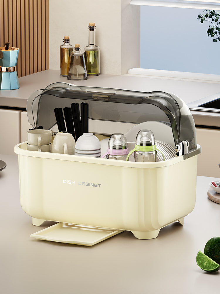 碗筷收纳盒碗碟餐具收纳沥水碗盘架厨房家用带盖碗柜放盘子置物架