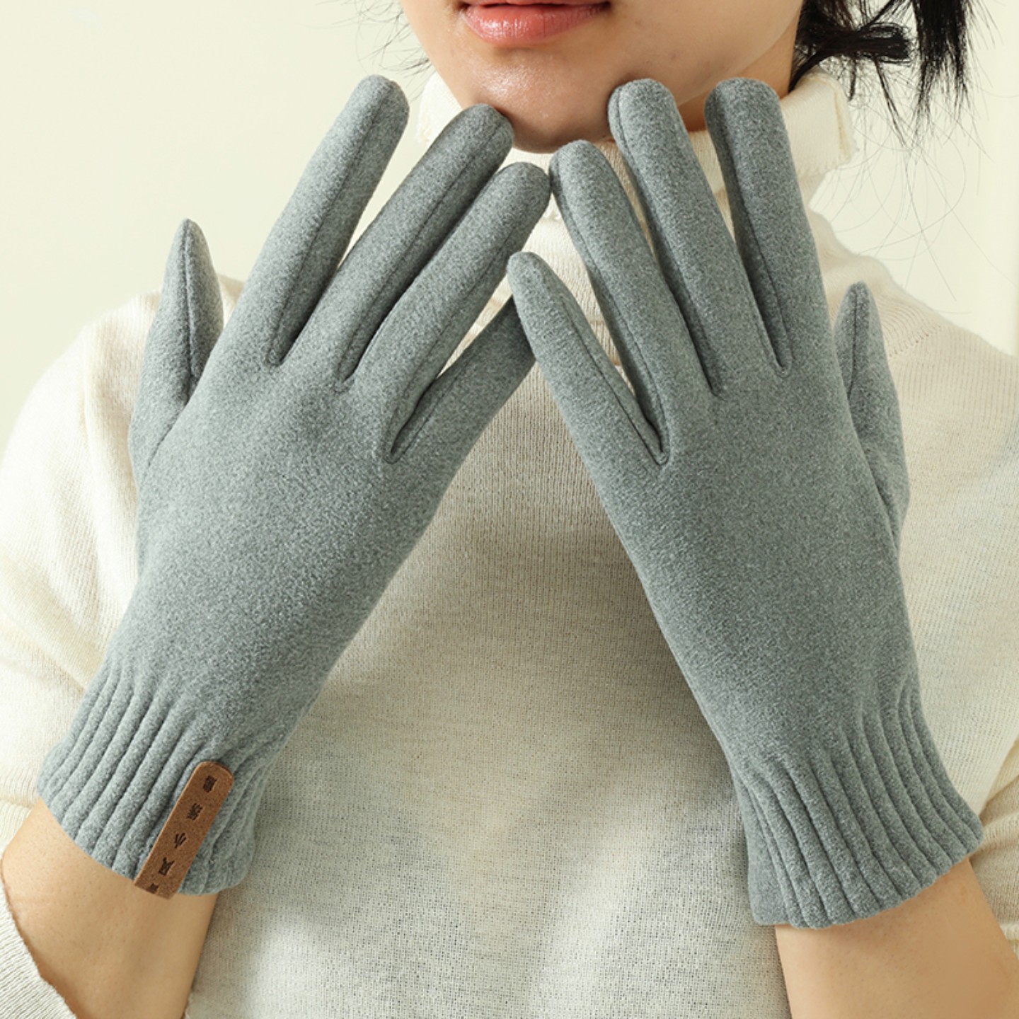 秋冬季女士加绒骑行保暖手套保暖可触屏开车加绒手套保暖骑行手套