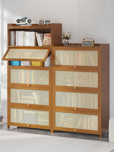 书架置物架落地简易家用书柜带门防尘储物柜客厅置物柜靠墙收纳柜