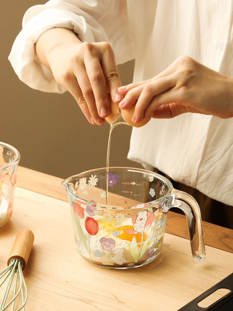 蓝莲花茉茉兔玻璃量杯带刻度早餐杯度量烘焙碗打蛋高硼硅碗微波炉,厨房/烹饪用具,杯子,淘宝优惠券,粉丝福利购,淘宝优惠卷