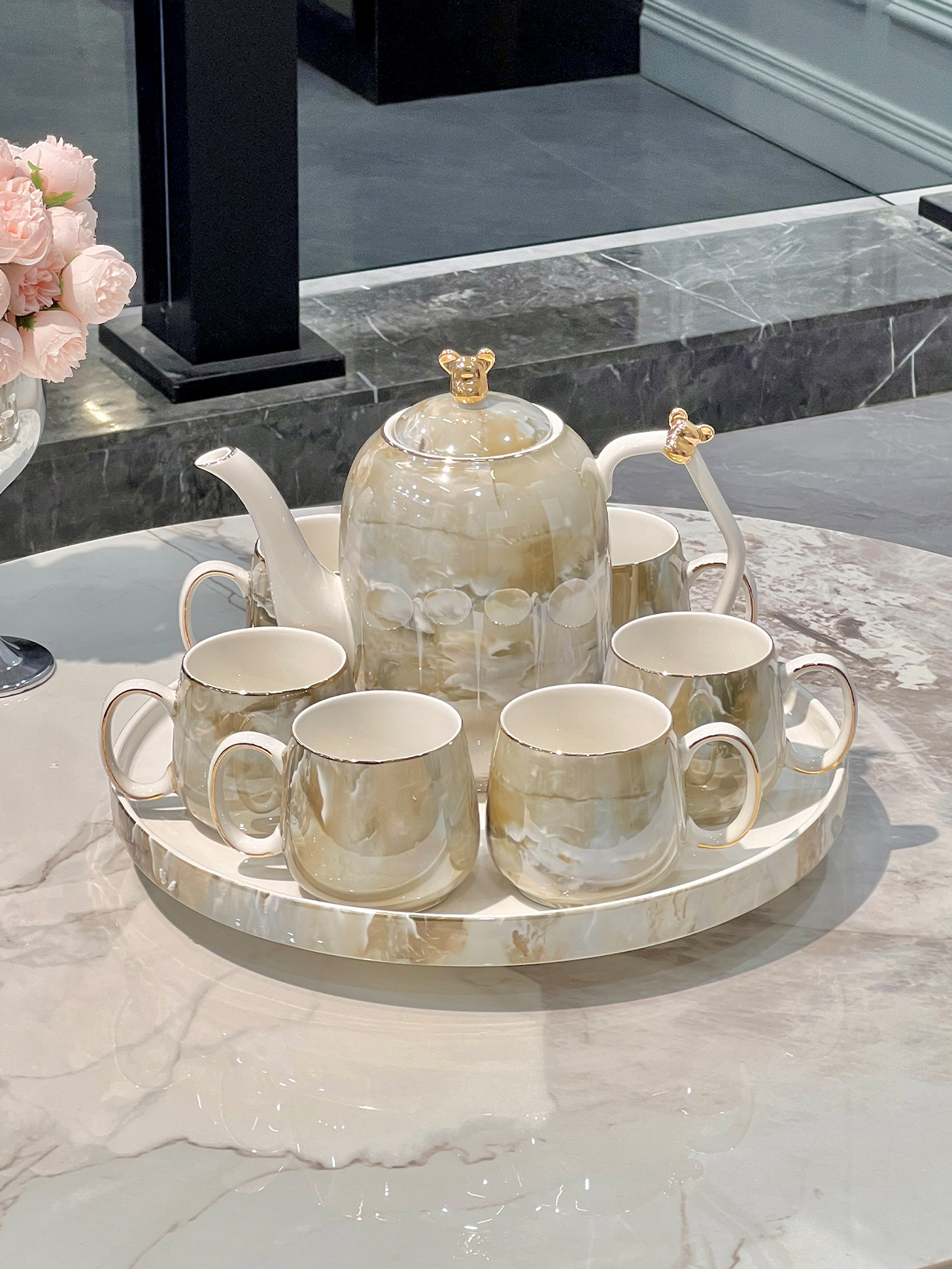 2025新款茶具套装轻奢高档陶瓷水杯茶壶茶杯家用客厅待客结婚礼品