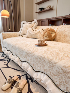 小香风高级皮防滑坐垫套罩巾 通用沙发垫新款 法式 直排四季