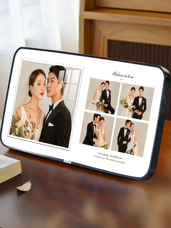 五宫格水晶摆台洗照片做成相框定制艺术婚纱照diy情侣照片制作