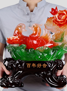 大号百年好合鸳鸯摆件结婚礼物客厅新房摆设送闺蜜朋友新婚庆礼品
